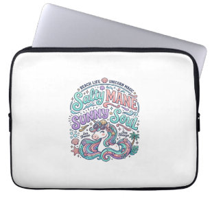 Einhorn Salty Mane Sunny Soul Retro Style T-Shirt  Laptopschutzhülle