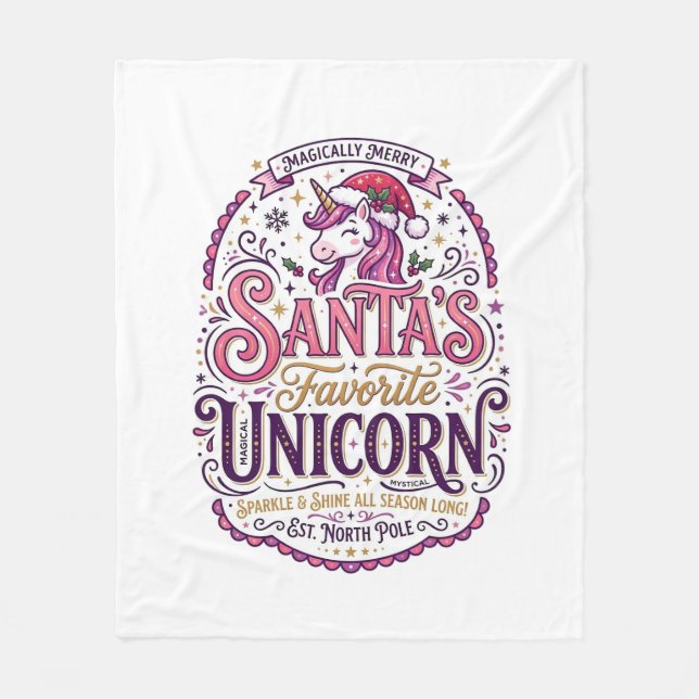 Einhorn-Santa-Einheits-Einhorn Fleecedecke (Vorderseite)