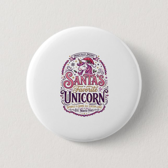 Einhorn-Santa-Einlieblings-Einhorn Button (Vorderseite)