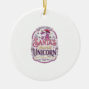 Einhorn-Santa-Einlieblings-Einhorn Keramik Ornament