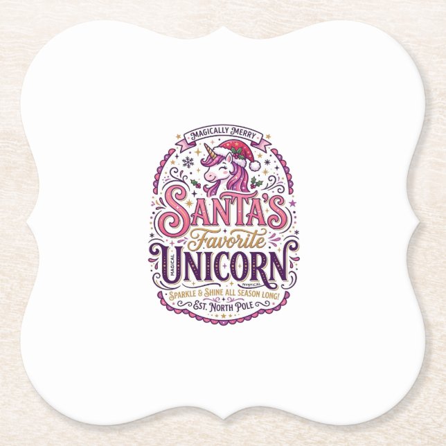 Einhorn-Santa-Einlieblings-Einhorn Untersetzer (Vorderseite)