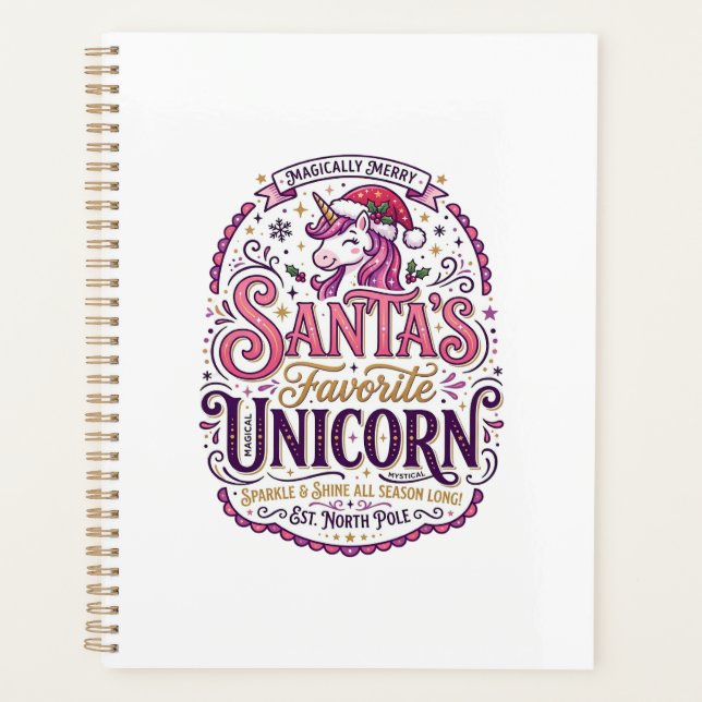 Einhorn-Santa-Lieblings-Einhorn Planer (Vorderseite)