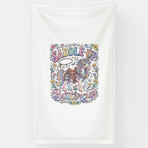 Einhorn Sattel hoch Butterblume Farbige weiße Hint Banner