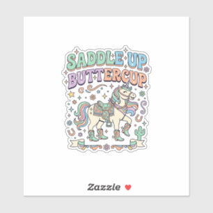 Einhorn Sattel hoch Butterblume Kawaii-Typografie- Aufkleber