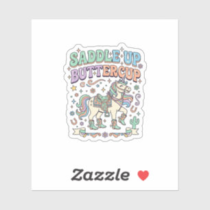 Einhorn Sattel hoch Butterblume Kawaii-Typografie Aufkleber