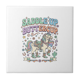 Einhorn Sattel hoch Butterblume Kawaii-Typografie  Fliese