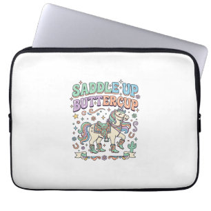Einhorn Sattel hoch Butterblume Kawaii-Typografie Laptopschutzhülle