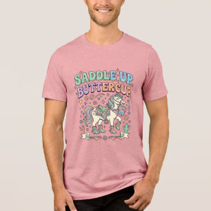 Einhorn Sattel hoch Butterblume Kawaii-Typografie Tri-Blend Shirt
