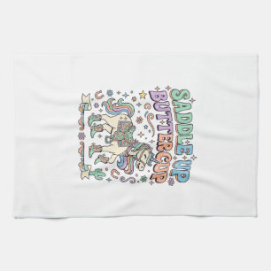 Einhorn Sattel hoch Buttercup Kawaii Typografie De Geschirrtuch