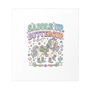 Einhorn Sattel hoch Buttercup Kawaii Typografie De Notizblock