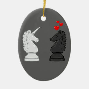 Einhorn-Schach-Ritter Keramik Ornament