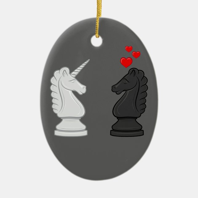 Einhorn-Schach-Ritter Keramik Ornament (Vorne)