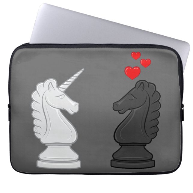 Einhorn-Schach-Ritter Laptopschutzhülle (Vorderseite)