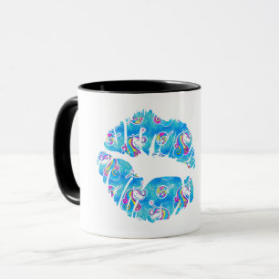 EINHORN Schillernde Aqua-Folie Metallic KISS LIPS Tasse