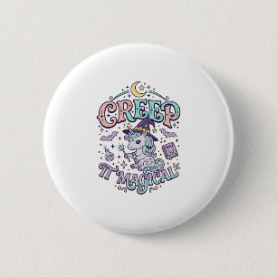 Einhorn Schleichen Es Magisches Retro-Stil T-Shirt Button