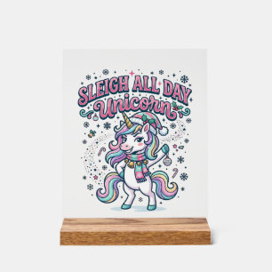 Einhorn-Schlitten Ganz-Tages-Einhorn-Bezauberndes- Acrylschild