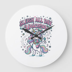 Einhorn Schlitten Ganz-Tags-Einhorn-Bezauberndes M Große Wanduhr
