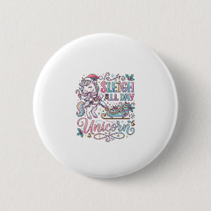 Einhorn-Schlitten-Ganztags-Einhorn-Reizendes Aufkl Button