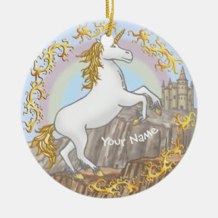 Einhorn-Schloss Keramik Ornament