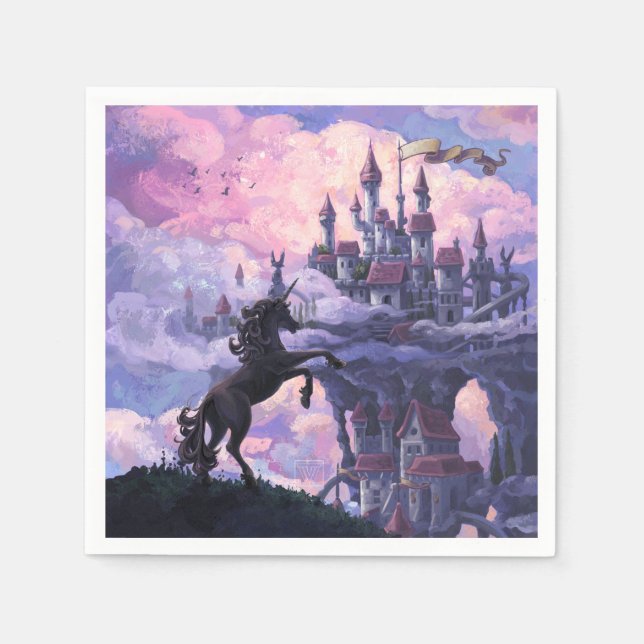 Einhorn-Schloss Serviette (Vorderseite)