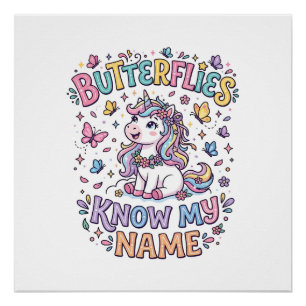 Einhorn Schmetterlinge kennen meinen Namen Charman Poster
