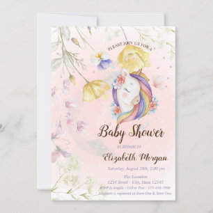 Einhorn-Schmetterlinge Sterne Baby-Party Wildblume Einladung