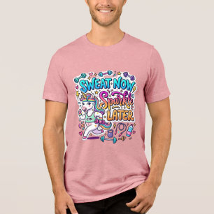 Einhorn Schweiß Jetzt Glänze Später Geschenkidee V Tri-Blend Shirt