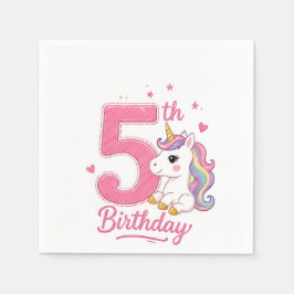 Einhorn-Servietten zum 5. Geburtstag Serviette