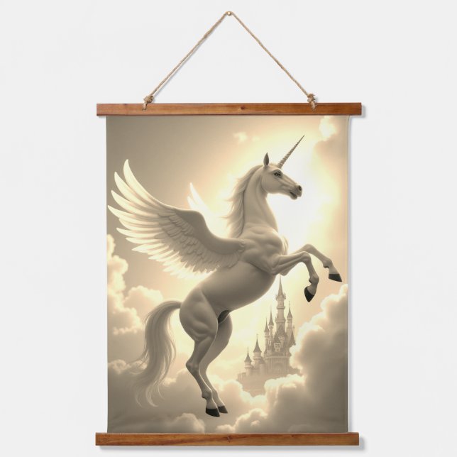 Einhorn-Set-Wandtapeten aus Holz mit Toppe-Wand, z Wandteppich Mit Holzrahmen (Vorderseite)