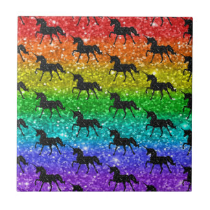 Einhorn Silhouette Regenbogen Glitter LGBTQ Stolz Fliese