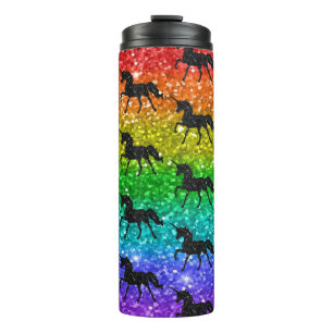 Einhorn-Silhouette Regenbogen Glitter LGBTQ Stolz Thermosbecher