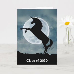 Einhorn-Silhouette Vollmond-Klasse 2030 Karte