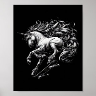 Einhorn Skateboard Mythisches Wesen Savage Meme F Poster