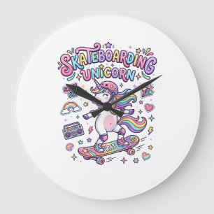 Einhorn Skateboarding Einhorn Fettgedruckte Typogr Große Wanduhr