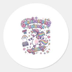 Einhorn Skateboarding Einhorn Fettgedruckte Typogr Runder Aufkleber