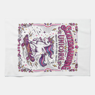 Einhorn Skateboarding Einhorn Stylisch Weiße Hinte Geschirrtuch