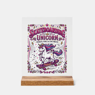 Einhorn Skateboarding Einhorn Stylisch Weißer Hint Acrylschild