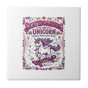 Einhorn Skateboarding Einhorn Stylisch Weißer Hint Fliese