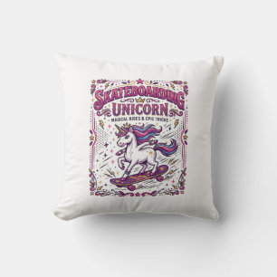 Einhorn Skateboarding Einhorn Stylisch Weißer Hint Kissen