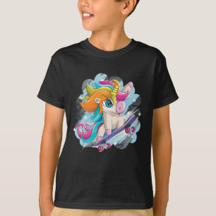 Einhorn Skateboarding-Shirt Mädchen Frauen Skatebo T-Shirt