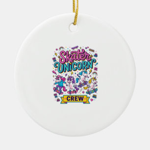 Einhorn Skater Einhorn Crew Retro-Stil Druck auf D Keramik Ornament