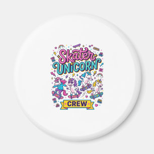 Einhorn Skater Einhorn Crew Retro-Stil Druck auf D Magnet