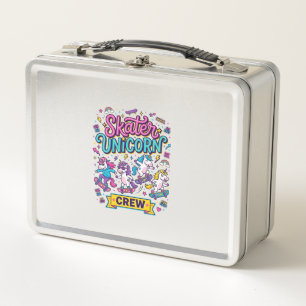 Einhorn Skater Einhorn Crew Retro-Stil Druck auf D Metall Brotdose