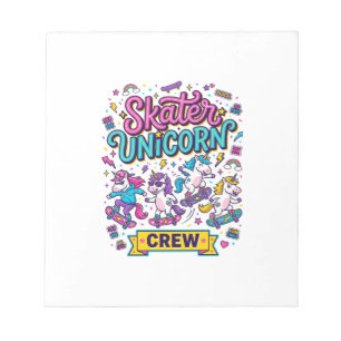 Einhorn Skater Einhorn Crew Retro-Stil Druck auf D Notizblock