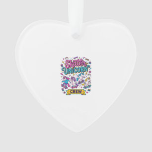 Einhorn Skater Einhorn Crew Retro-Stil Druck auf D Ornament
