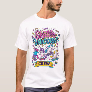Einhorn Skater Einhorn Crew Retro-Stil Druck auf D T-Shirt
