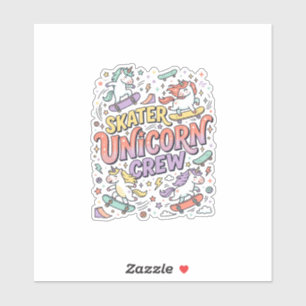 Einhorn Skater Einhorn Crew Whimsical Zazzle Desig Aufkleber
