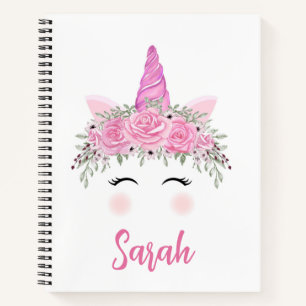 Einhorn-Skizzenbuch mit Namen in Rosa personalisie Notizbuch