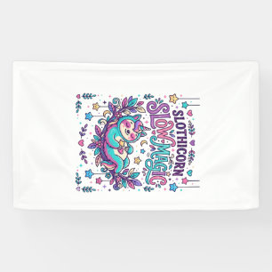 Einhorn Slothicorn Langsame Magie Farbiger Marktpl Banner