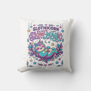 Einhorn Slothicorn Langsame Magie Farbiger Marktpl Kissen